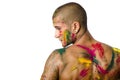 Back of shirtless young man, skin painted all over Royalty Free Stock Photo