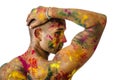 Back of shirtless young man, skin painted all over Royalty Free Stock Photo