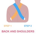 Back and shoulders. Correct kinesiology taping. Royalty Free Stock Photo