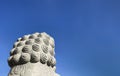 Back side of Chinese lion gate guardian statue with blue sky background Royalty Free Stock Photo
