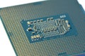 Back side of a CPU with connectors and chips Royalty Free Stock Photo