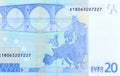 Back side of 20 euro - macro fragment banknote.