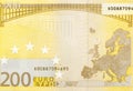 Back side of 200 euro - macro fragment banknote. Royalty Free Stock Photo