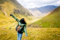 Back side of Female woman with spreaded hand Royalty Free Stock Photo