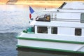 Back side of french cruise boat on the Danube river Royalty Free Stock Photo