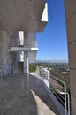 The stairs at the Getty museum over looking downtown Los Angeles, Ca.