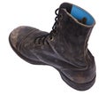 Isolated Used Army Boot - High Angle Diagonal Heel Royalty Free Stock Photo