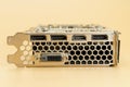 Back side of modern video card for pc with dvi, hdmi and display ports