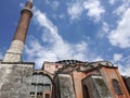 The back side of Santa Sofia Mosque with minaret, Istanbul Turkey Royalty Free Stock Photo