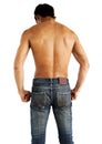 Back side of muscular shirtless male model Royalty Free Stock Photo