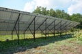 Back side of solar panels plant in the garden Royalty Free Stock Photo