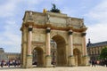 Back side view of the Arc de triomphe du Carrousel. Sightseeing of Paris.