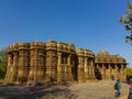 Back side view of sun temple Modhera  built in 1026 AD by King Bhimdev of the Solanki dynasty.Mehsana district, Gujarat Royalty Free Stock Photo