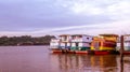 Back side of wooden boat at Mahakam River, Samarinda, Indonesia Royalty Free Stock Photo