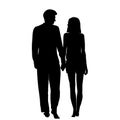 Back silhouettes of a couple in love holding hands Royalty Free Stock Photo