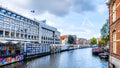 Souvenir shops at the famous Bloemenmarkt Flower Market in Amsterdam, Holland