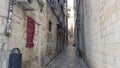 A back street alleyway in Dubrovnik, Croatia, leading to steps out of the city