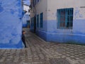 Back streets of Morocco. indigo, old and tired