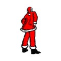 Back of thin Santa Claus vector illustration sketch hand drawn w