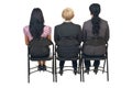 Back of three women at presentation Royalty Free Stock Photo