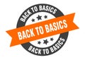 back to basics sign. round ribbon sticker. isolated tag