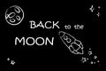 Back to the Moon. White space elements on a black background