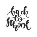 Vector rustic back to school typography poster with science signs and symbols. black and white back to school calligraphy letters.