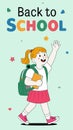 Back to School Vector Illustration â Cute Student with Backpack, Flat Design EPS Royalty Free Stock Photo
