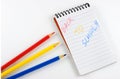 Back to School Notepad and Colored Pencils Royalty Free Stock Photo