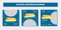 Back to school admission promotion social media post template design. Blue and yellow school new admission social media banner.