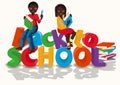 Back to school , africans boy and girl with books. vector