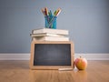 Back to school with apple and blackboard