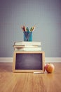 Back to school with apple and blackboard