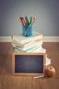 Back to school with apple and blackboard