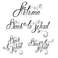 Back To School, Autumn. Typographical Background. Handmade calligraphy.