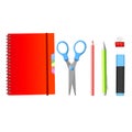 Back to School. Back to School iIsolated realistic objects. Isolated iIsolated school supplies on white background