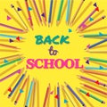 Back To School. Background with Colorful Pencils with Header. Welcome. Poster,Banner ,Brochure Template.Vector Illustration. Royalty Free Stock Photo