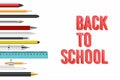 Back to school background with pens and pencils