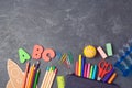 Back to school background with school supplies.View from above. Royalty Free Stock Photo