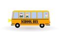 Back to School Background with Yellow Bus and Children. Vector I Royalty Free Stock Photo