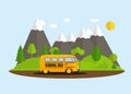 Back to School Background with Yellow Bus Vector Illustration Royalty Free Stock Photo