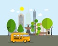 Back to School Background with Yellow Bus Vector Illustration Royalty Free Stock Photo