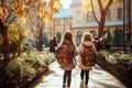 Back to school. backpack going to school together . Created using AI