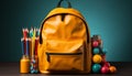 Back to school backpack, pencil, book, learning, classroom, studying generated by AI Royalty Free Stock Photo