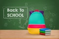 Back to School, School Bag and Books on Wooden Table Royalty Free Stock Photo