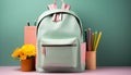 Back to school, bag, education, pencil, paper generated by AI