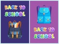Back to School Bags Set Poster Vector Illustration Royalty Free Stock Photo