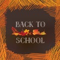 Back to school. Banner with autumn leaves over chalkboard backg Royalty Free Stock Photo