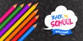 Back to school banner color pencils on blackboard Royalty Free Stock Photo