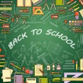 Back to school banner with education elements. Vector illustration. Royalty Free Stock Photo